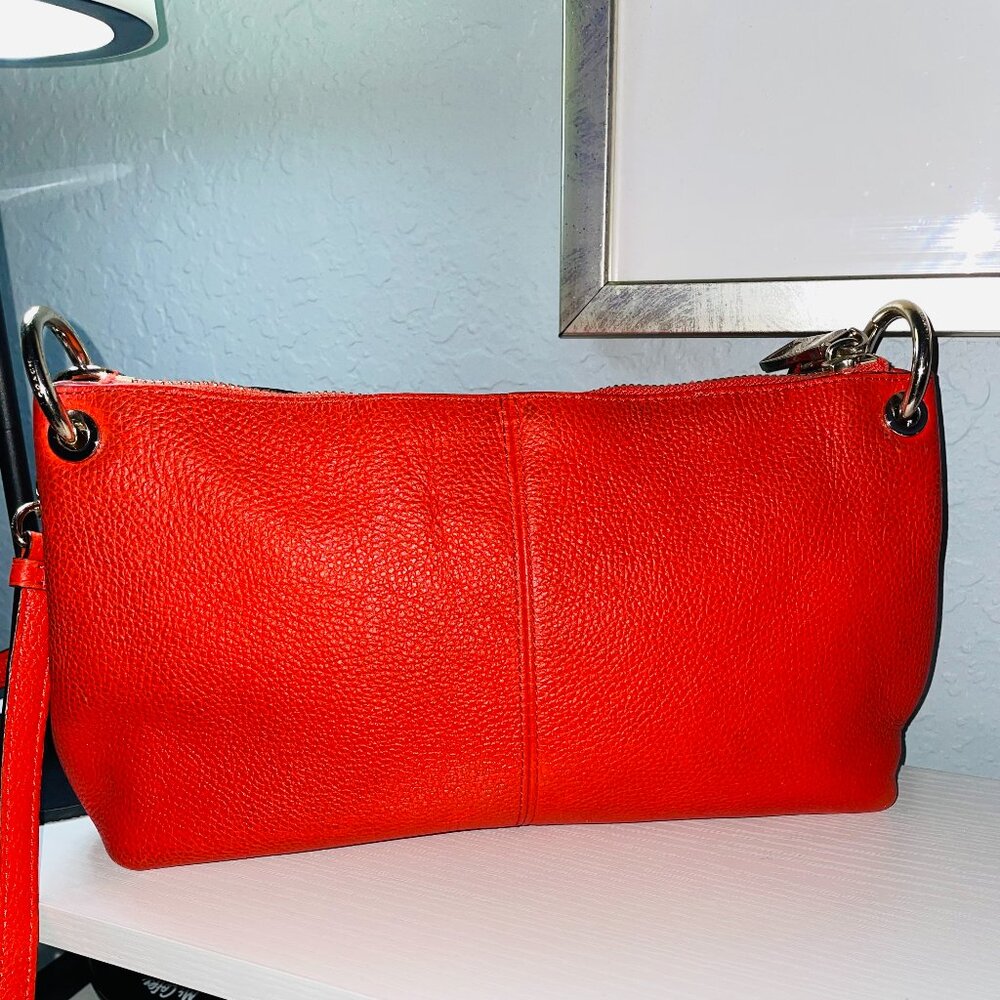 COACH Red Pebbled Leather Charley Crossbody Travel Bag - Picture 6 of 10
